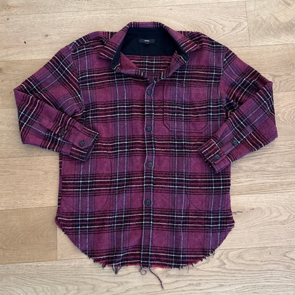 Diesel S Taro Shirt Tartan Plaid Button Up Size S in Purple and Black